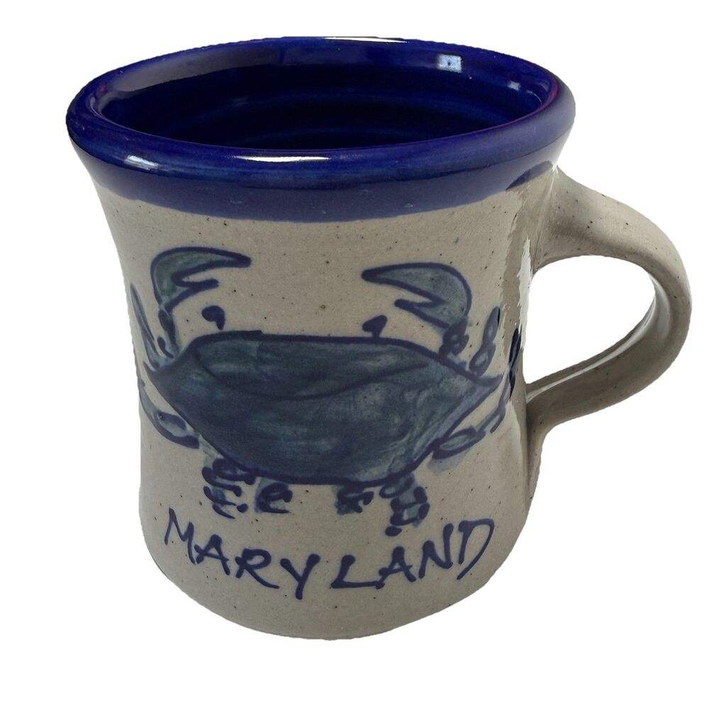 Great Bay Pottery Stoneware Blue Crab Mug Maryland Handmade Heritage USA Coastal